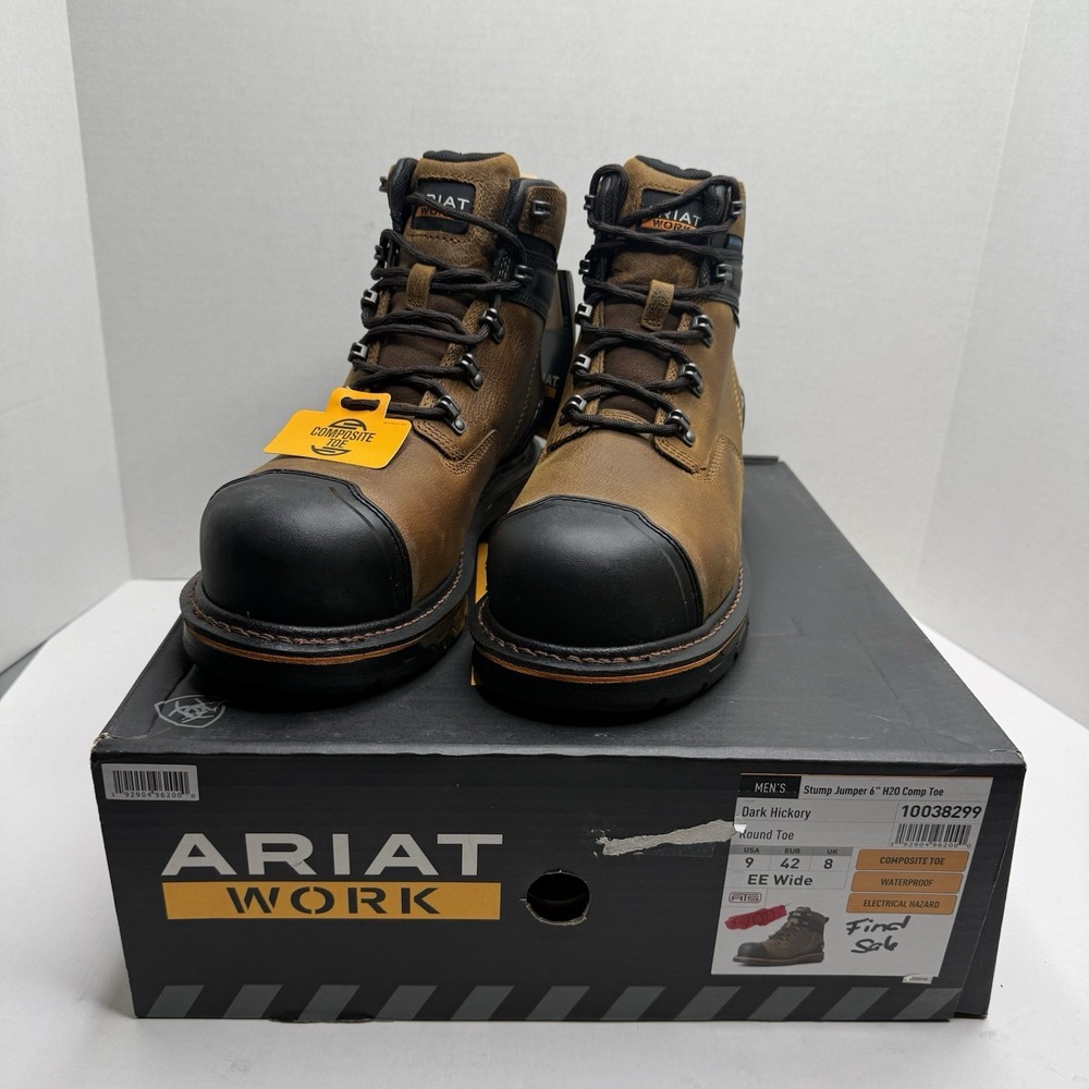 Ariat Stump Jumper 6” H2O Comp Toe Work Boots Mens 9 EE Wide NEW 10038299
